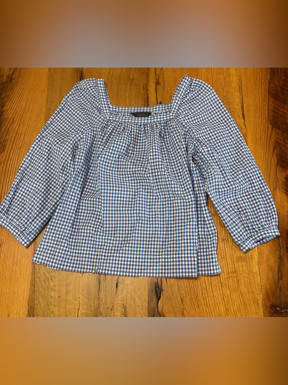 J.Crew Blue, Purple and White Gingham 100% Cotton Top,  Size 6